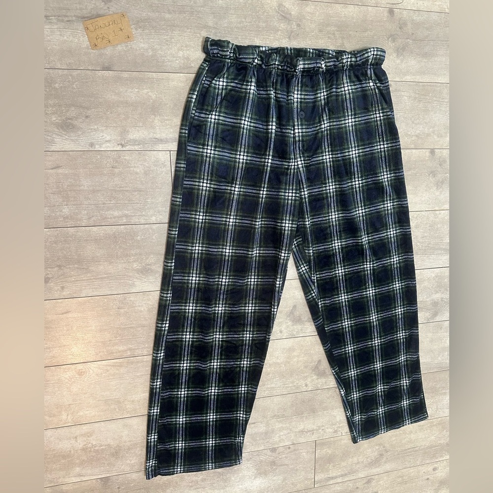 Preswick & Moore Premium Men’s Plaid Pajamas Silky Fleece XL Navy Green - Picture 7 of 16